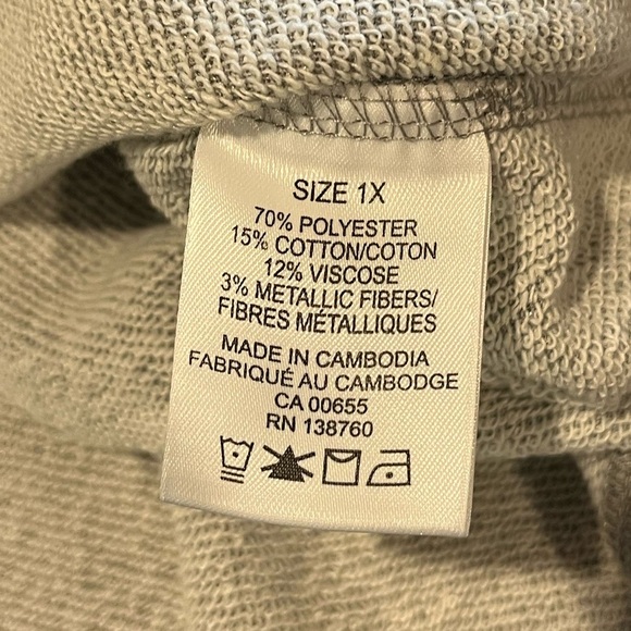 🩶 PENN Glittery Light Grey Hoodie – Size 1X - Picture 3 of 9